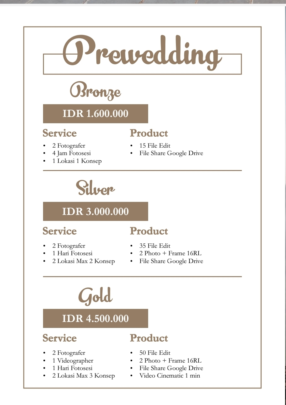 Foto vendor FOTO Katresnan Photography Paket Prewedding Silver 