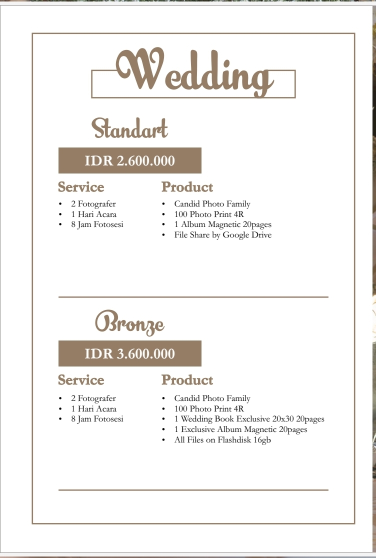 Foto vendor FOTO Katresnan Photography Paket Wedding Bronze 