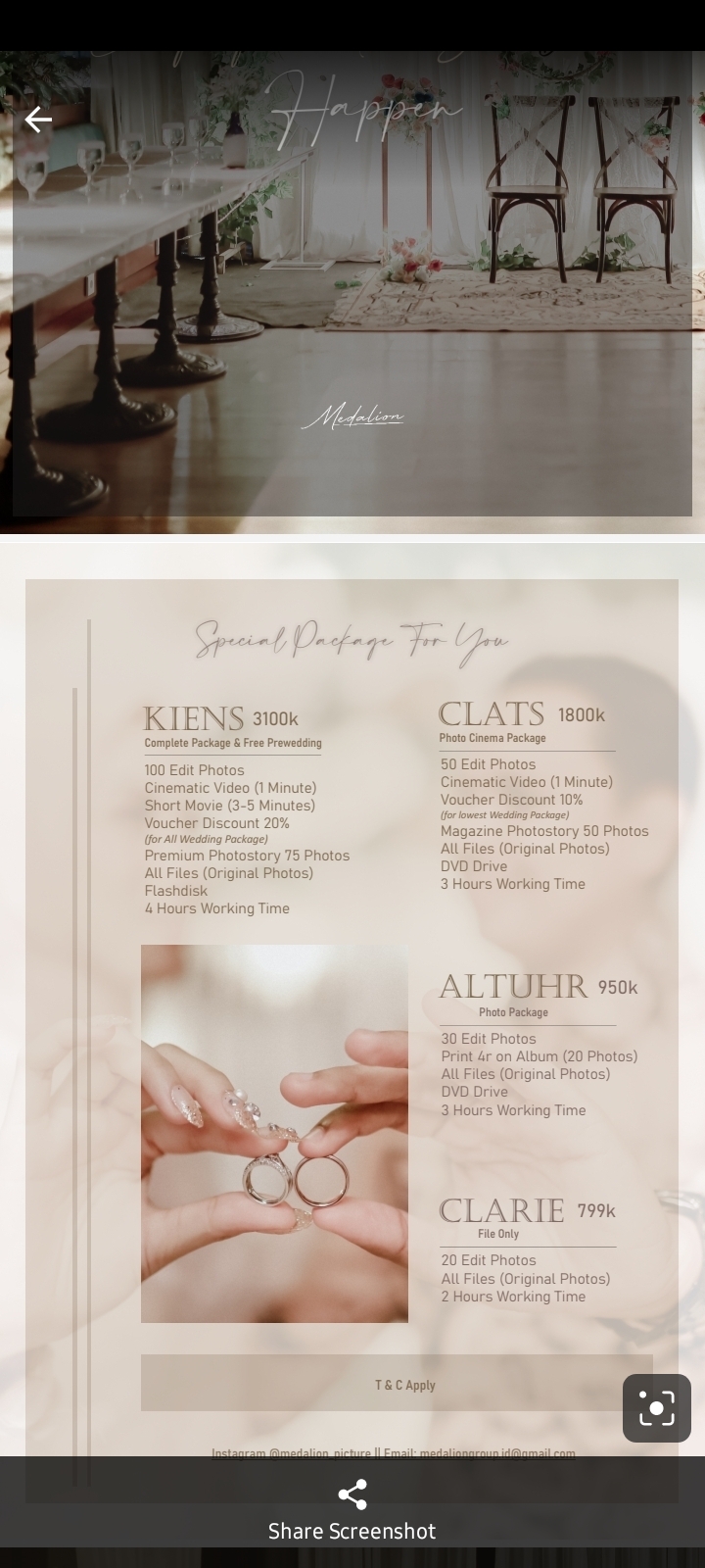 Foto vendor FOTO Medalion Paket CLARIE 