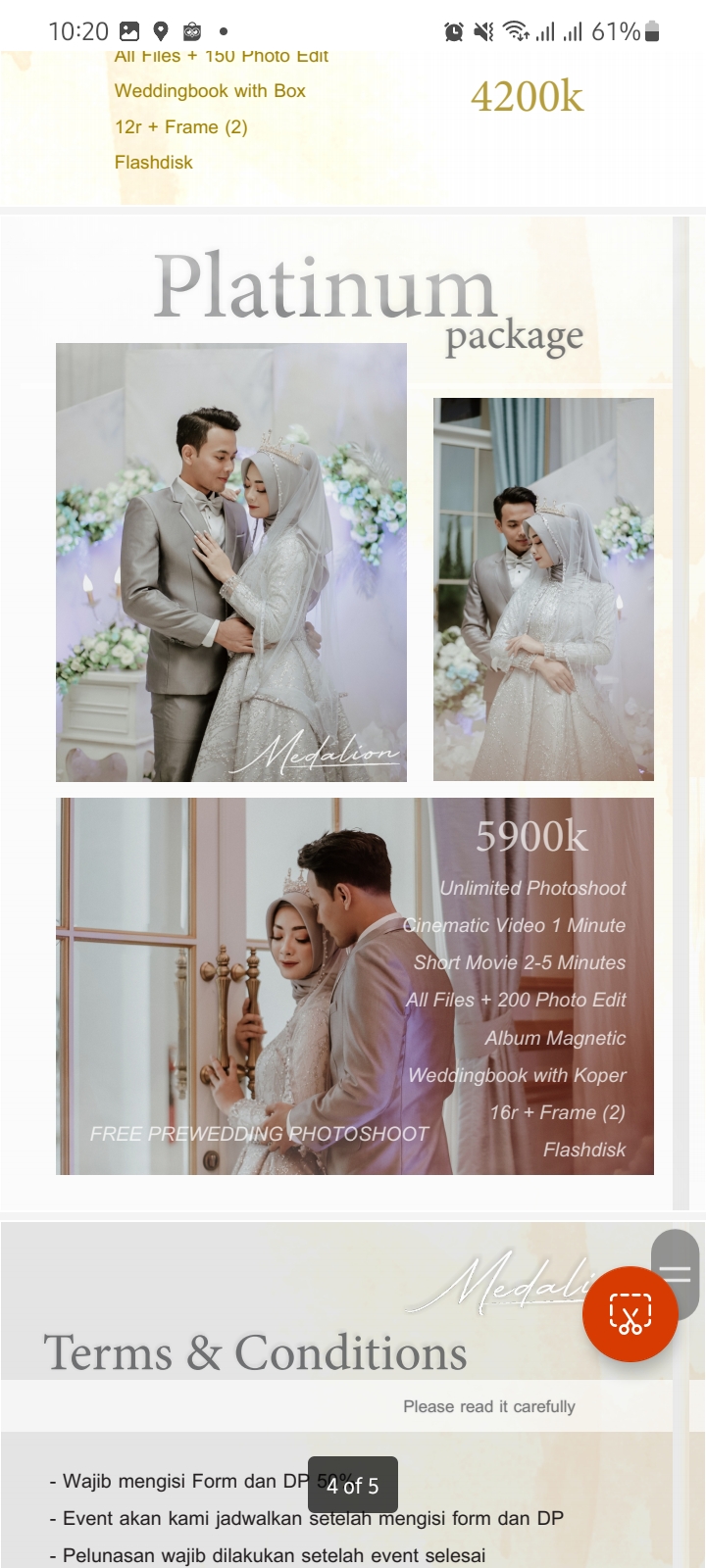 Foto vendor FOTO Medalion Paket PLATINUM 