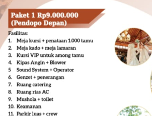 Foto vendor VENUE Marsudi Utomo Pedan Paket Pendopo Depan - 1.000 tamu 
