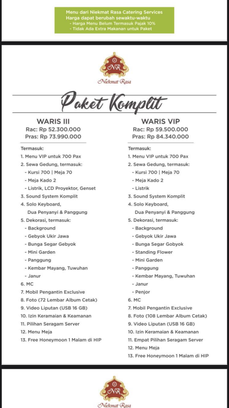 Foto vendor VENUE Graha waris sejahtera Paket Waris Vip 
