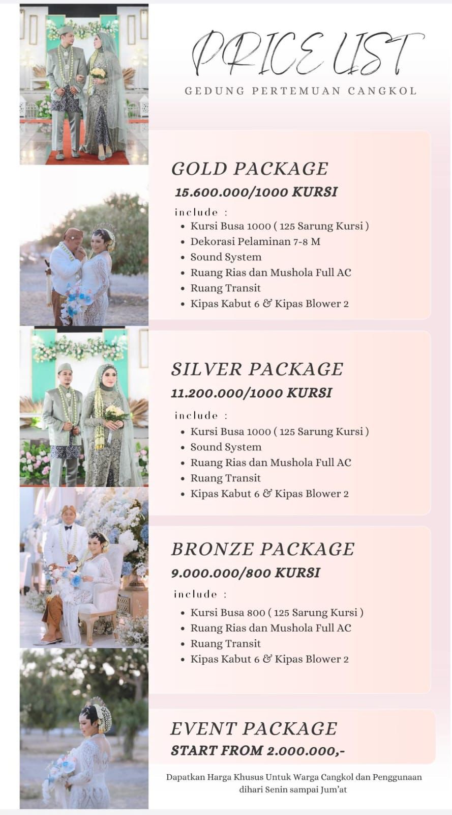 Foto vendor VENUE GEDUNG PERTEMUAN DESA CANGKOL Paket Gold Package 