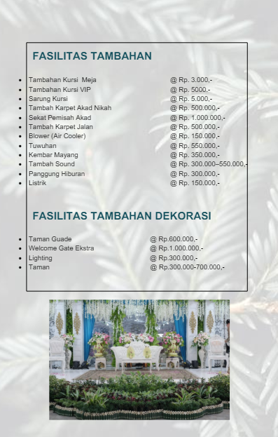 Foto vendor VENUE GEDUNG DIPONEGORO Paket FASILITAS TAMBAHAN & TAMBAHAN DEKORASI 