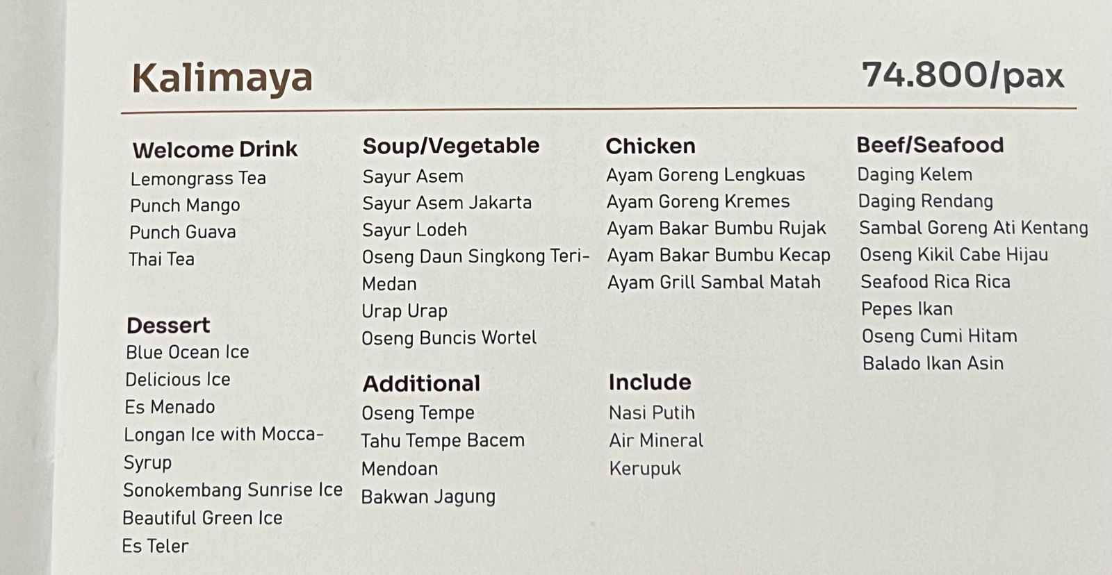 Foto vendor KATERING SONO KEMBANG CATERING Paket Buffet Packages Kalimaya 