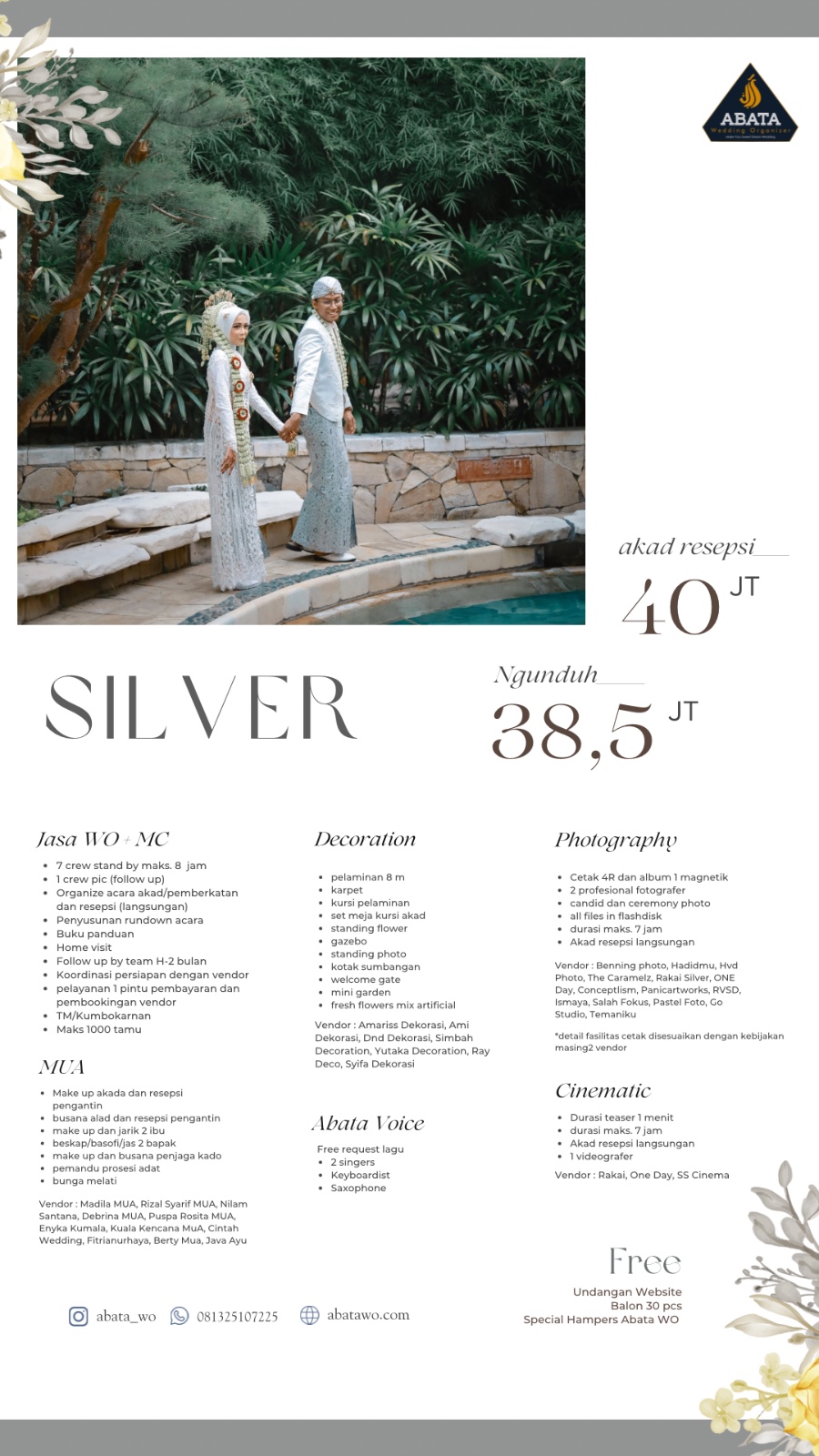 Foto vendor ABATA WO PACKAGES BEST DEAL PACKAGE NEW Paket SILVER PACKAGE - NGUNDUH MANTU 