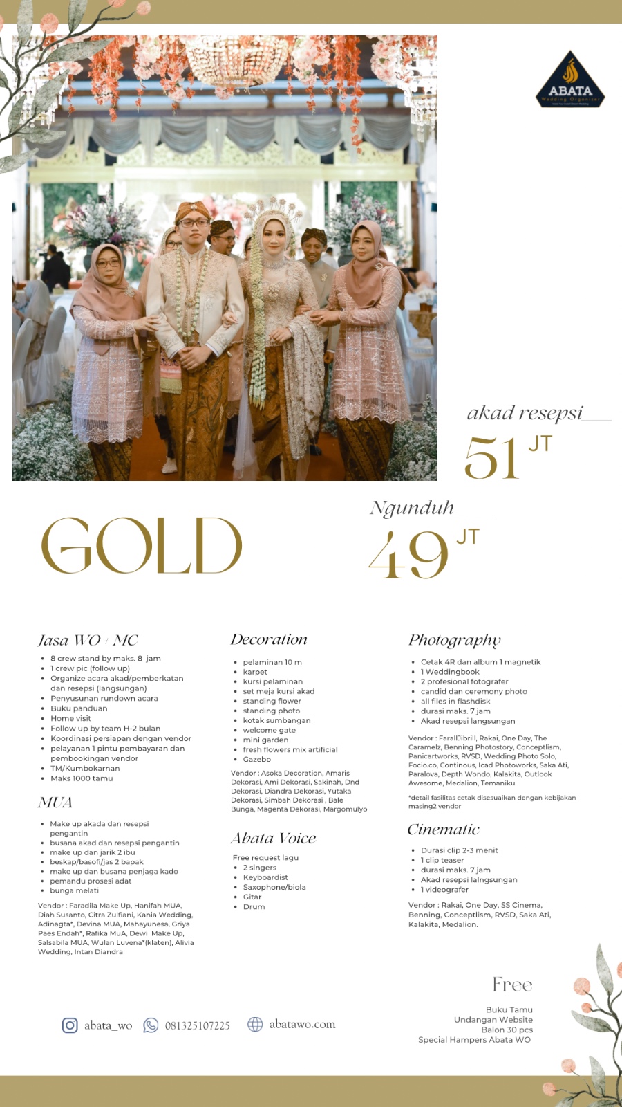 Foto vendor ABATA WO PACKAGES BEST DEAL PACKAGE NEW Paket GOLD PACKAGE - AKAD RESEPSI 