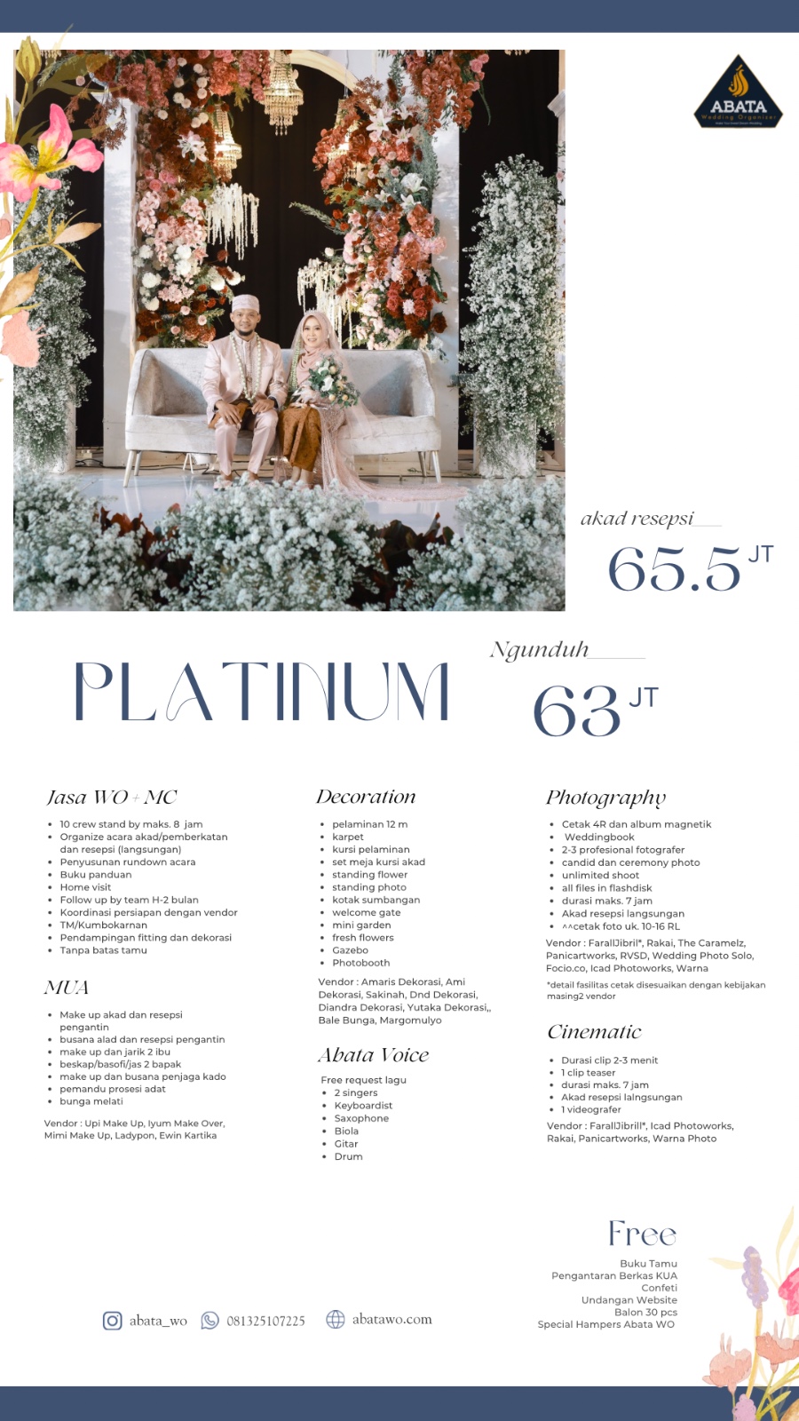 Foto vendor ABATA WO PACKAGES BEST DEAL PACKAGE NEW Paket PLATINUM PACKAGE - AKAD RESEPSI 
