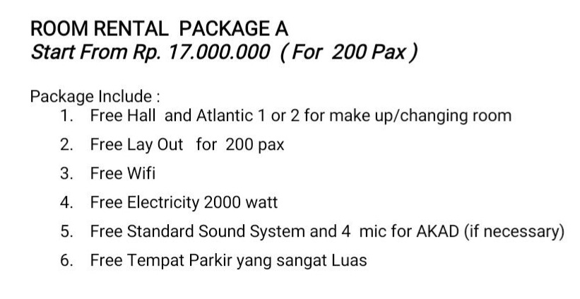 Foto vendor VENUE Megaland Hotel Paket Package A 