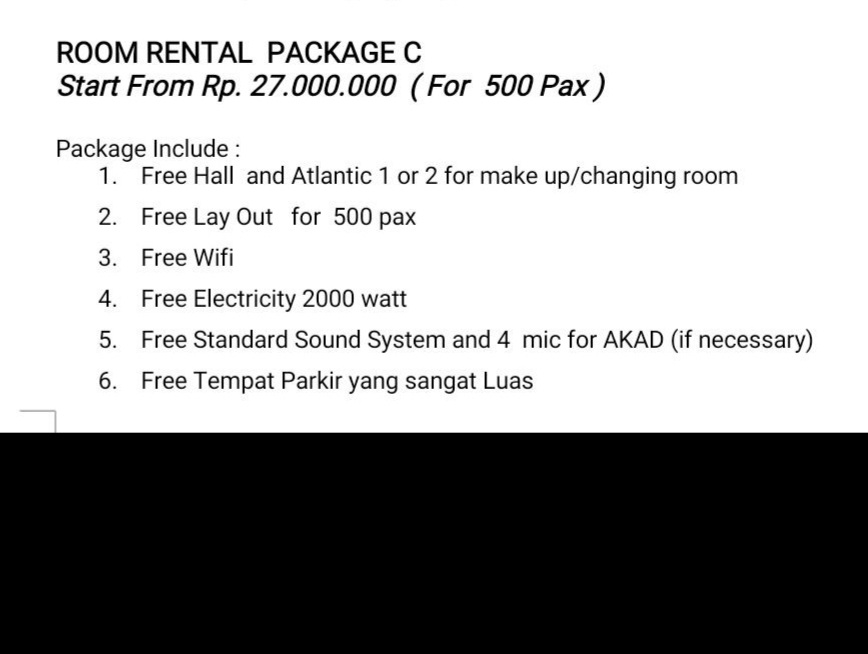 Foto vendor VENUE Megaland Hotel Paket Package C 