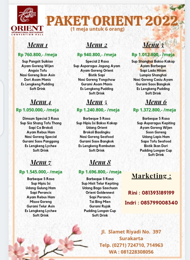Foto vendor VENUE Orient  Paket Menu 2 